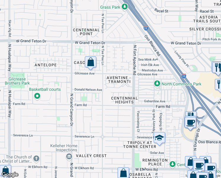 map of restaurants, bars, coffee shops, grocery stores, and more near 9303 Gilcrease Avenue in Las Vegas