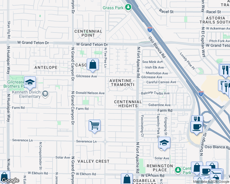 map of restaurants, bars, coffee shops, grocery stores, and more near 9303 Gilcrease Avenue in Las Vegas