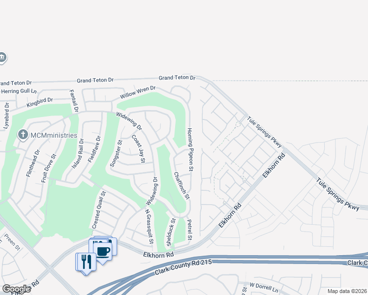 map of restaurants, bars, coffee shops, grocery stores, and more near 7721 Homing Pigeon Street in North Las Vegas