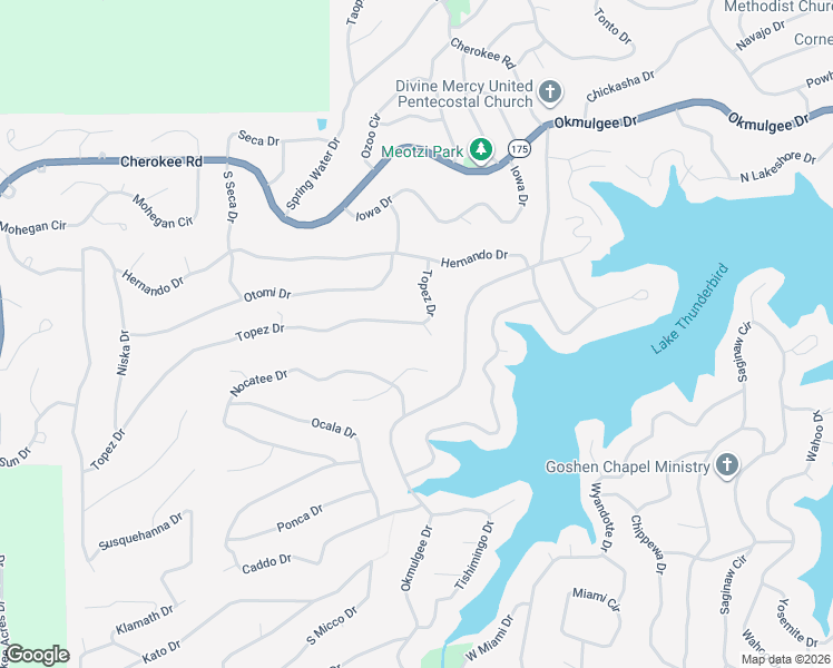 map of restaurants, bars, coffee shops, grocery stores, and more near 93 Topez Drive in Cherokee Village