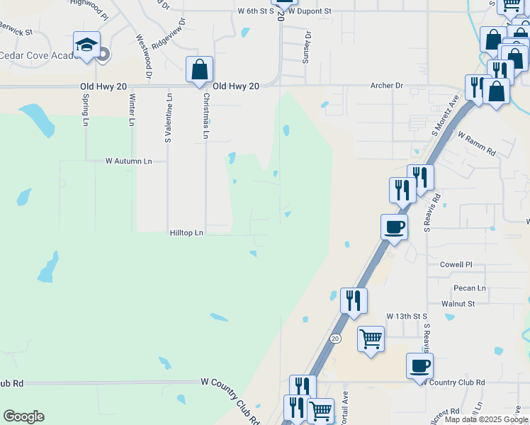 map of restaurants, bars, coffee shops, grocery stores, and more near 2008 Fall Court in Claremore