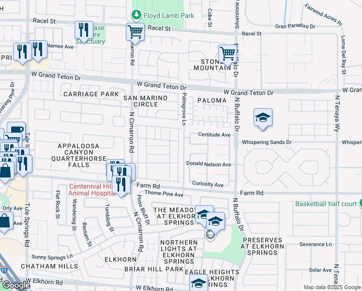 map of restaurants, bars, coffee shops, grocery stores, and more near 7732 Natures Song Street in Las Vegas