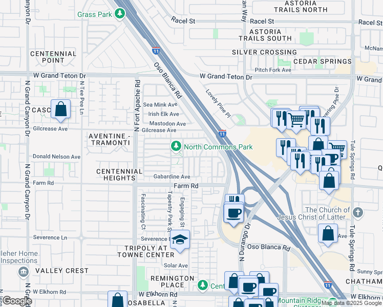 map of restaurants, bars, coffee shops, grocery stores, and more near 7709 Classy Cashmere Court in Las Vegas