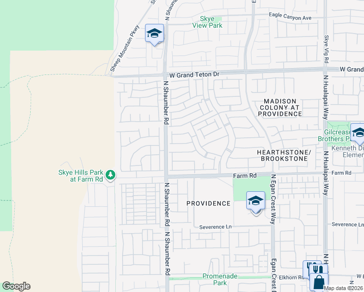 map of restaurants, bars, coffee shops, grocery stores, and more near 10635 Kearney Mountain Avenue in Las Vegas