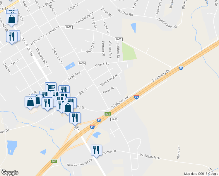 map of restaurants, bars, coffee shops, grocery stores, and more near 111 Green Street in Oxford