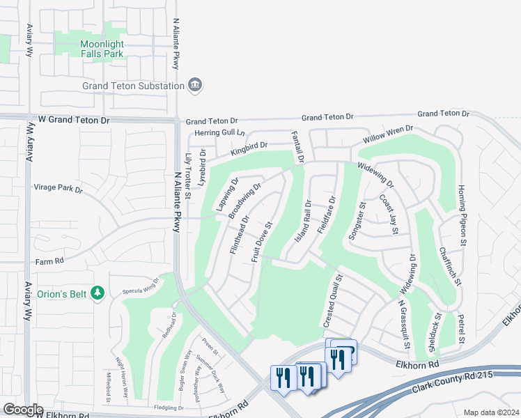 map of restaurants, bars, coffee shops, grocery stores, and more near 3225 Laughing Thrush Court in North Las Vegas