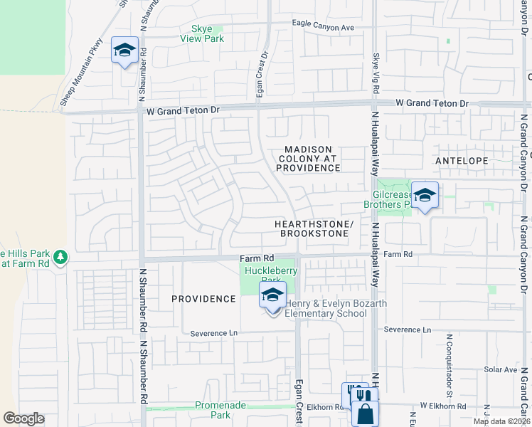 map of restaurants, bars, coffee shops, grocery stores, and more near 10334 Parkview Mountain Avenue in Las Vegas