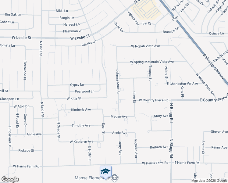 map of restaurants, bars, coffee shops, grocery stores, and more near 5580 Johnnie Mine Street in Pahrump