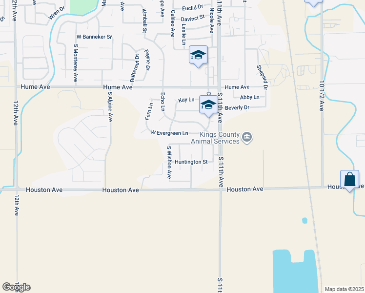 map of restaurants, bars, coffee shops, grocery stores, and more near 943 Millerton Street in Hanford