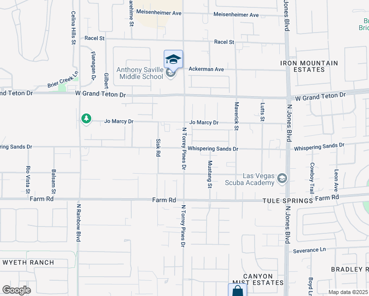 map of restaurants, bars, coffee shops, grocery stores, and more near Whispering Sands Drive in Las Vegas