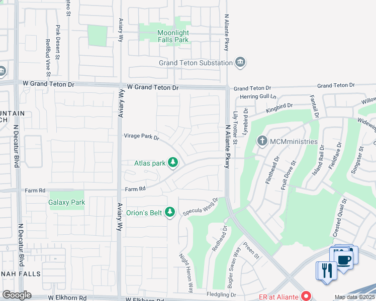 map of restaurants, bars, coffee shops, grocery stores, and more near 7712 Markarian Street in North Las Vegas