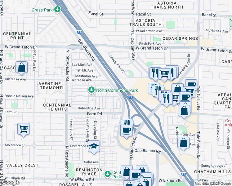 map of restaurants, bars, coffee shops, grocery stores, and more near 7717 Chandelier Court in Las Vegas