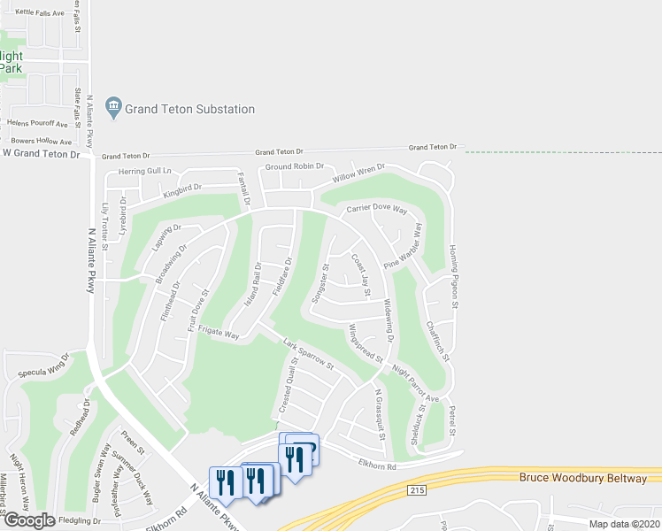map of restaurants, bars, coffee shops, grocery stores, and more near 7740 Songster Street in North Las Vegas