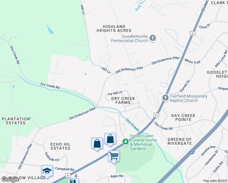 map of restaurants, bars, coffee shops, grocery stores, and more near 162 Ivy Hill Ln in Goodlettsville