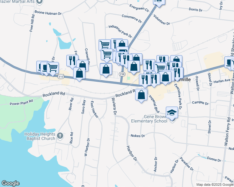 map of restaurants, bars, coffee shops, grocery stores, and more near 218 Rockland Road in Hendersonville