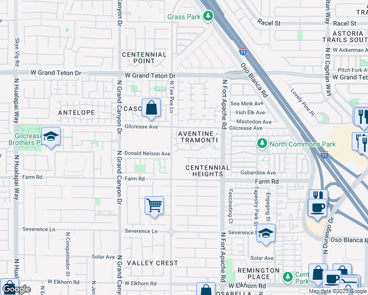 map of restaurants, bars, coffee shops, grocery stores, and more near 9303 Gilcrease Avenue in Las Vegas