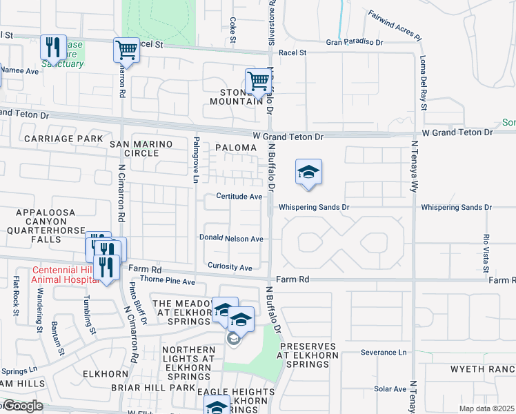 map of restaurants, bars, coffee shops, grocery stores, and more near 7616 Eclat Court in Las Vegas