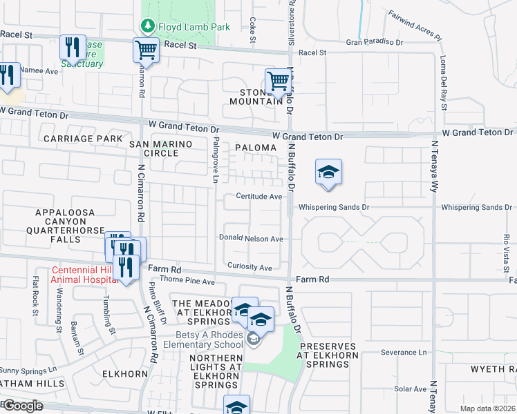 map of restaurants, bars, coffee shops, grocery stores, and more near 7616 Eclat Court in Las Vegas