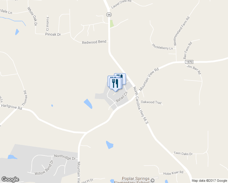 map of restaurants, bars, coffee shops, grocery stores, and more near 133 Retail Circle in King