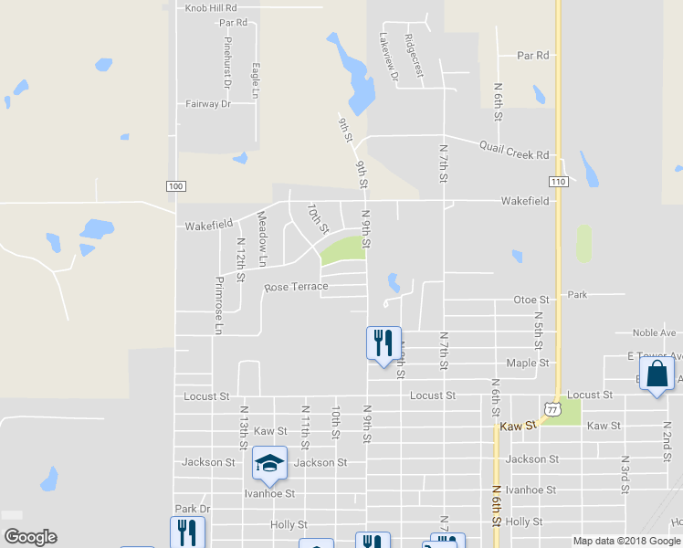 map of restaurants, bars, coffee shops, grocery stores, and more near South Brookwood in Perry