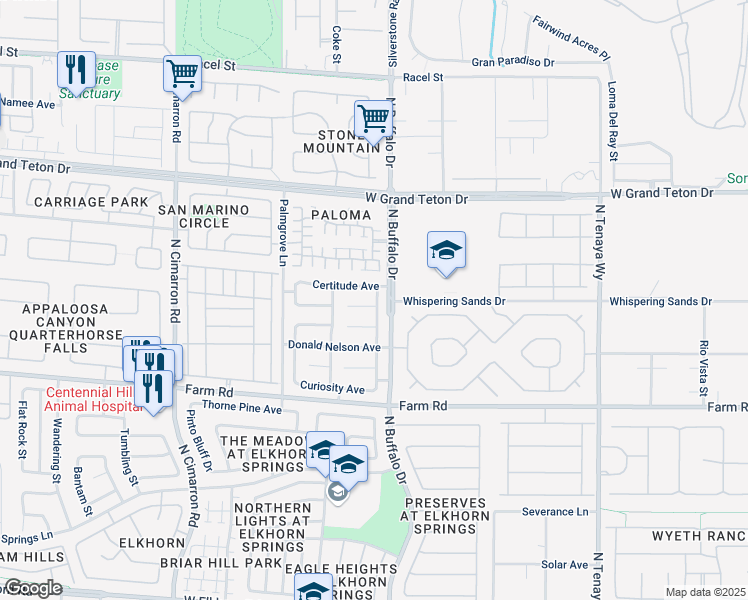map of restaurants, bars, coffee shops, grocery stores, and more near 7616 Eclat Court in Las Vegas