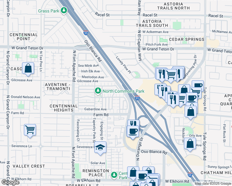 map of restaurants, bars, coffee shops, grocery stores, and more near 8933 West Braided Yarn Avenue in Las Vegas