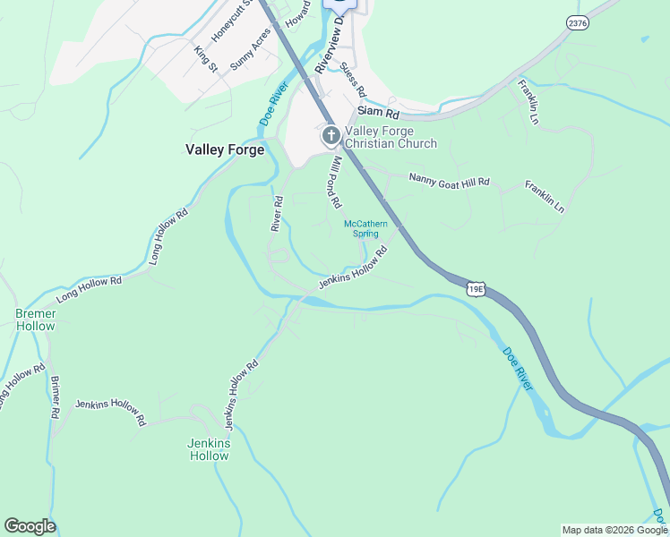 map of restaurants, bars, coffee shops, grocery stores, and more near 228 Jenkins Hollow Road in Elizabethton