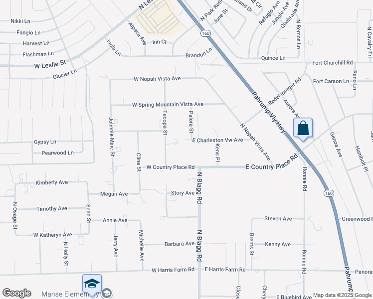 map of restaurants, bars, coffee shops, grocery stores, and more near 5580 Palora Street in Pahrump
