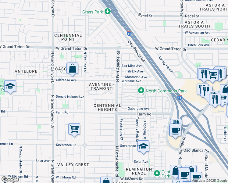 map of restaurants, bars, coffee shops, grocery stores, and more near 9303 Gilcrease Avenue in Las Vegas