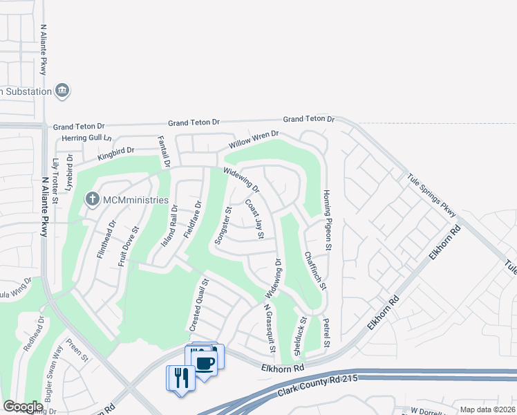 map of restaurants, bars, coffee shops, grocery stores, and more near 7758 Coast Jay Street in North Las Vegas