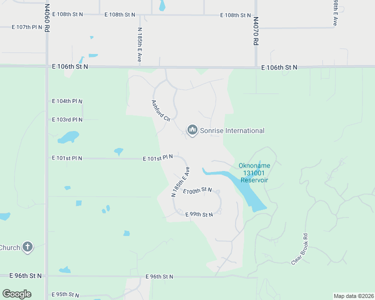 map of restaurants, bars, coffee shops, grocery stores, and more near 18413 East 101st Place North in Owasso