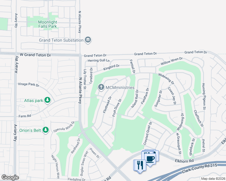 map of restaurants, bars, coffee shops, grocery stores, and more near 7748 Broadwing Drive in North Las Vegas