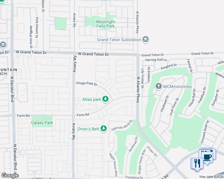 map of restaurants, bars, coffee shops, grocery stores, and more near 7804 Rachelis Street in North Las Vegas