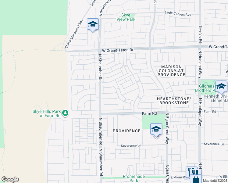 map of restaurants, bars, coffee shops, grocery stores, and more near 10620 Kearney Mountain Avenue in Las Vegas