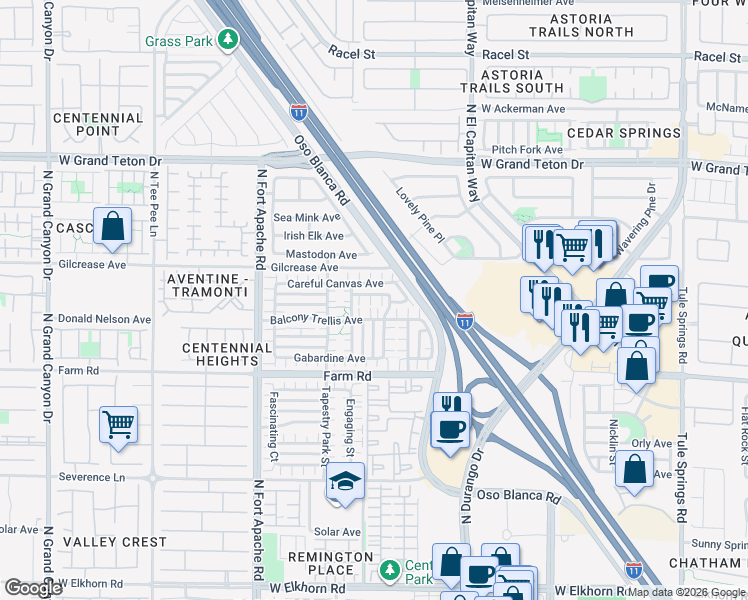map of restaurants, bars, coffee shops, grocery stores, and more near 7728 Vibrant Threads Court in Las Vegas