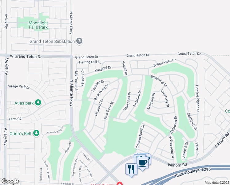 map of restaurants, bars, coffee shops, grocery stores, and more near 7741 Fruit Dove Street in North Las Vegas