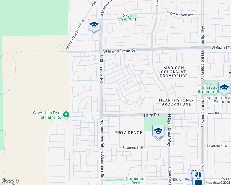 map of restaurants, bars, coffee shops, grocery stores, and more near 10620 Kearney Mountain Avenue in Las Vegas