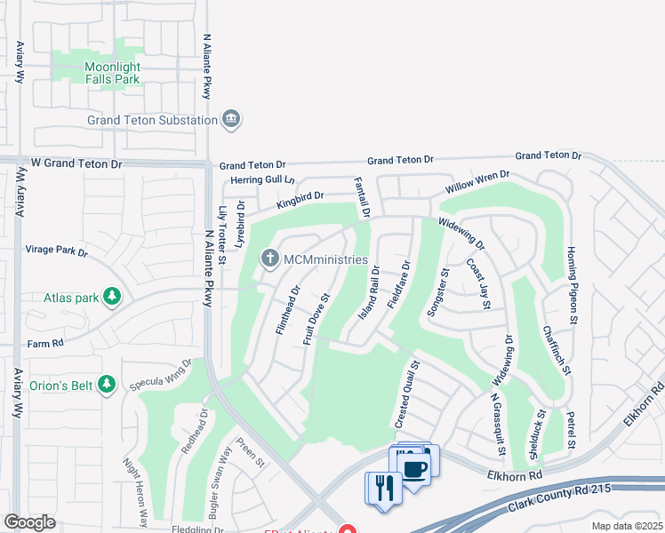 map of restaurants, bars, coffee shops, grocery stores, and more near 7741 Fruit Dove Street in North Las Vegas