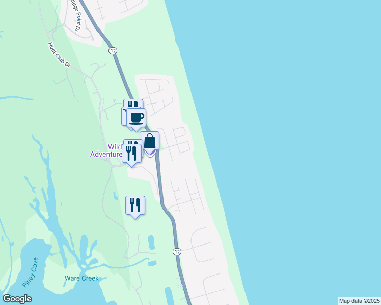 map of restaurants, bars, coffee shops, grocery stores, and more near 600 Schooner Ridge Court in Corolla