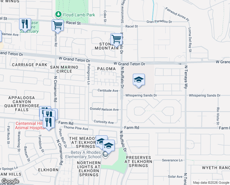 map of restaurants, bars, coffee shops, grocery stores, and more near 7616 Eclat Court in Las Vegas
