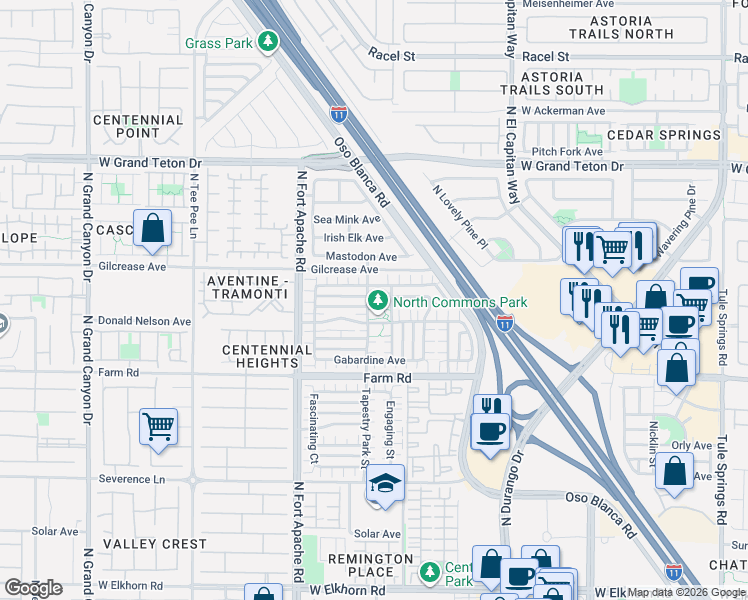 map of restaurants, bars, coffee shops, grocery stores, and more near 9021 Woolen Hearth Court in Las Vegas