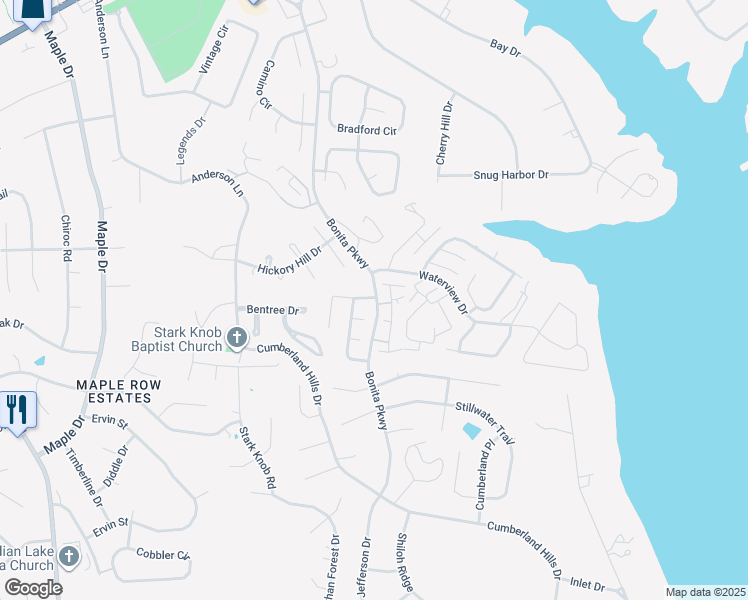 map of restaurants, bars, coffee shops, grocery stores, and more near 327-E Bonita Parkway in Hendersonville