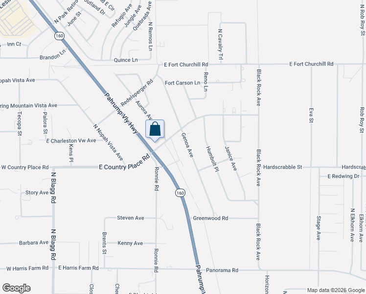 map of restaurants, bars, coffee shops, grocery stores, and more near 5580 Genoa Avenue in Pahrump