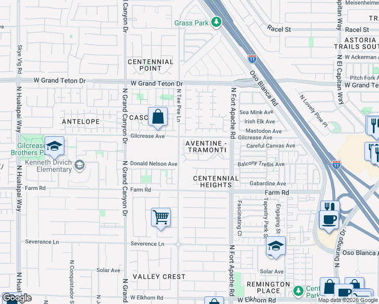 map of restaurants, bars, coffee shops, grocery stores, and more near 9303 Gilcrease Avenue in Las Vegas