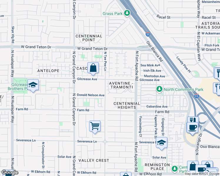 map of restaurants, bars, coffee shops, grocery stores, and more near 9303 Gilcrease Avenue in Las Vegas
