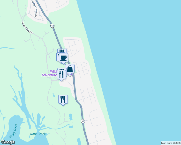 map of restaurants, bars, coffee shops, grocery stores, and more near 600 Schooner Ridge Court in Corolla
