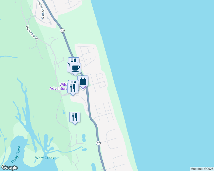 map of restaurants, bars, coffee shops, grocery stores, and more near 600 Schooner Ridge Court in Corolla