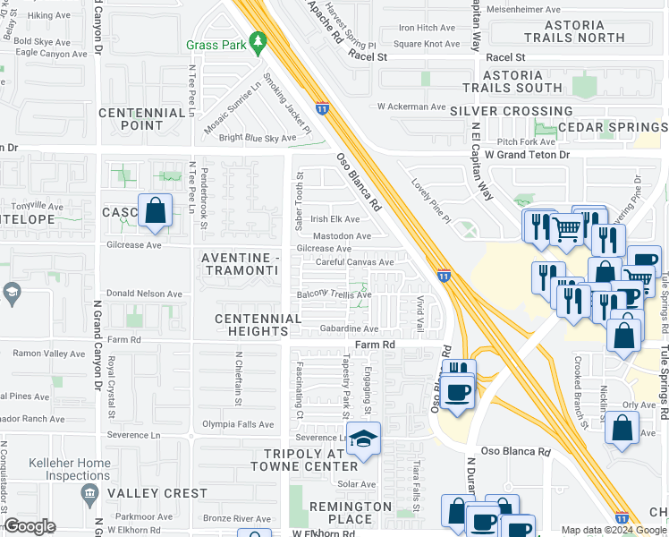 map of restaurants, bars, coffee shops, grocery stores, and more near 9100 Pearl Cotton Avenue in Las Vegas