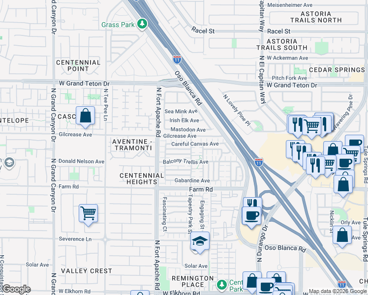 map of restaurants, bars, coffee shops, grocery stores, and more near 9100 Pearl Cotton Avenue in Las Vegas