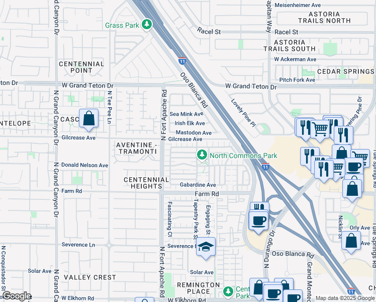 map of restaurants, bars, coffee shops, grocery stores, and more near 9104 Pearl Cotton Avenue in Las Vegas